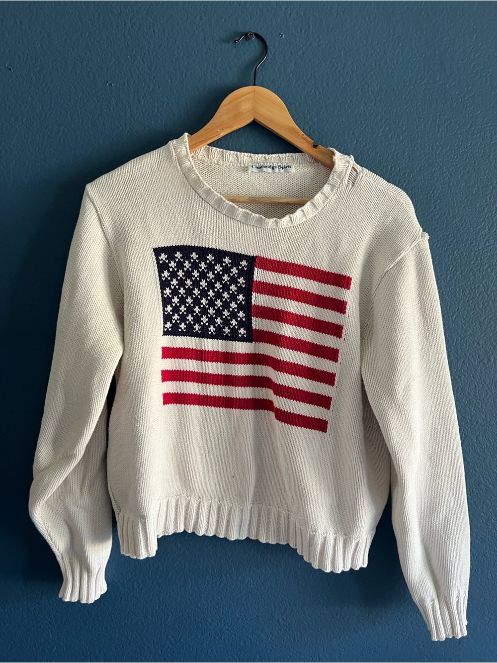 Women's Cream Flag Knit Crewneck Sweater
